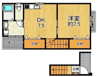 鶴見商店街住宅西新棟テラスハウス2階【2階】の間取り