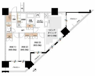 レーベン小田原THE TOWER【12階】の間取り