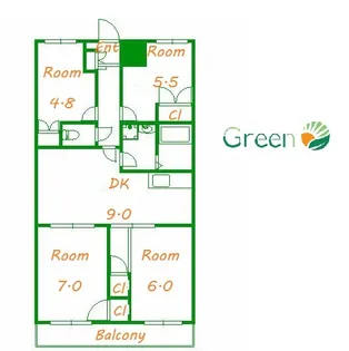 フラットハガ【1階】の間取り