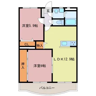 シェ・モア中央町【3階】の間取り
