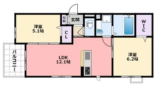 セジュール浜甲子園【2階】の間取り
