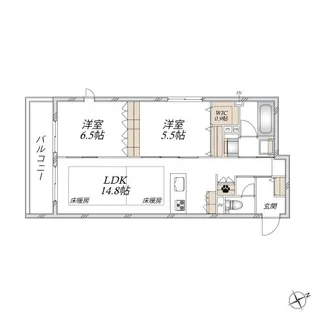 プラテリアコート市川【2階】の間取り