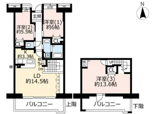 UR十日市場ヒルタウンコンフォール十日市場九番街【1階】の間取り