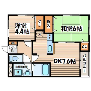 シャトゥK・TIII【1階】の間取り