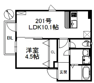 グランヒル箱崎【1階】の間取り