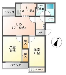 コーポラス中川【2階】の間取り