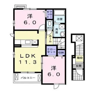 広島県福山市神辺町字湯野【アパート】の間取り