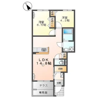 ボンヴィラージュK&M才川 II【1階】の間取り