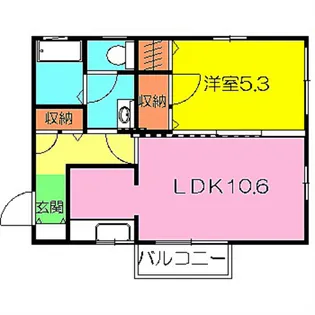 ハピネスヒルズB【2階】の間取り