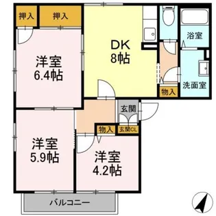 エクセル岸A棟【2階】の間取り