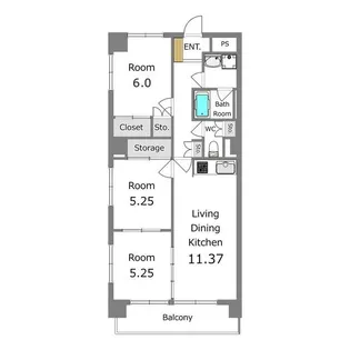 エクサージュ21【6階】の間取り
