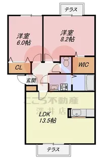 ドミール旭B【2階】の間取り
