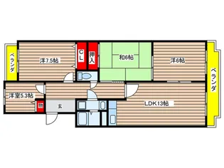 グランドハイツ原【1階】の間取り