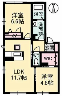 ソレアードII B棟【1階】の間取り