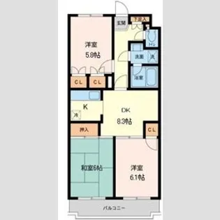 プライムアーバン武蔵小金井【5階】の間取り