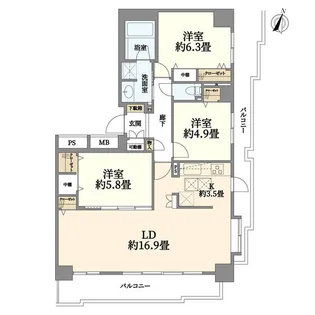 フェアロージュ錦町【1階】の間取り