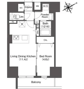レフィールオーブ浅草橋【8階】の間取り