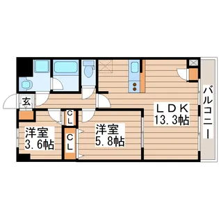 アズールコート名取【3階】の間取り