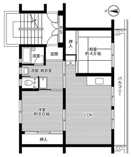ビレッジハウス奈戸岡1号棟【1階】の間取り