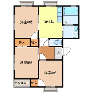 富士ハイツA・B【1階】の間取り