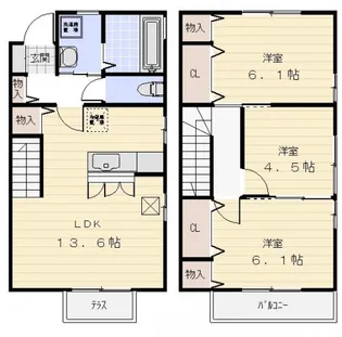 三重県津市上浜町1【一戸建】の間取り