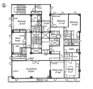 麻布テラスアパートメント【8階】の間取り