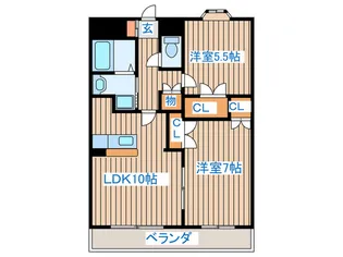 アンソレイユ名取【2階】の間取り