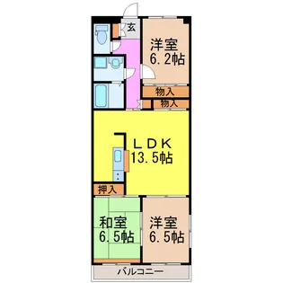エドワール植田南【7階】の間取り