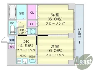 アルデール宮町【6階】の間取り