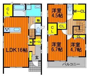 岡山県岡山市北区田中【一戸建】の間取り
