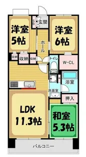 アンビシャスシティ越谷【2階】の間取り