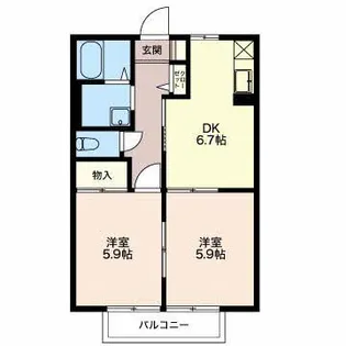 新潟県新潟市江南区茜ケ丘【アパート】の間取り