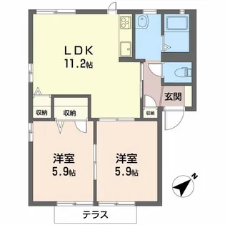 ハイツ天神A【1階】の間取り
