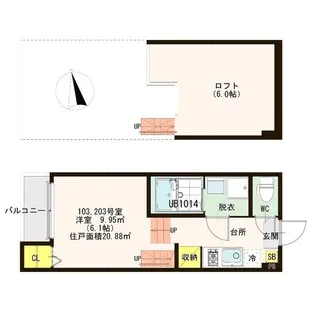 ハーモニーテラス東仙台VI【2階】の間取り
