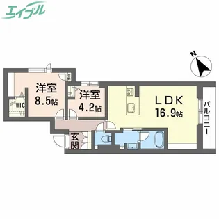 ツヴェルフII【3階】の間取り