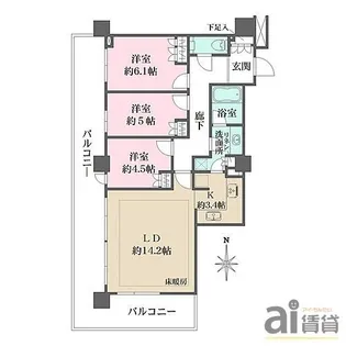 パークハウスワンズタワー【25階】の間取り