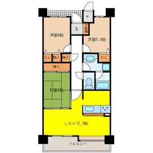 ファミール大津石山リバーサイド【14階】の間取り