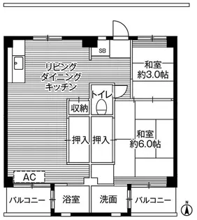 ビレッジハウス江戸川台4号棟【1階】の間取り
