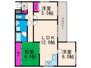サンパレス21石橋II【1階】の間取り
