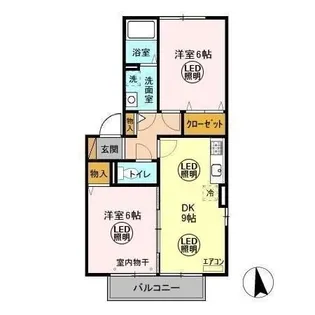 ハピネス A・B【2階】の間取り