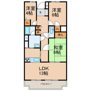 ダイアパレス自治医大1番館【4階】の間取り