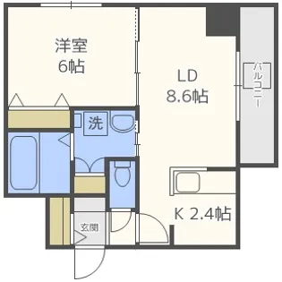 メトロ月寒中央【8階】の間取り