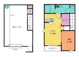 ガレージハウスひさご【1階】の間取り