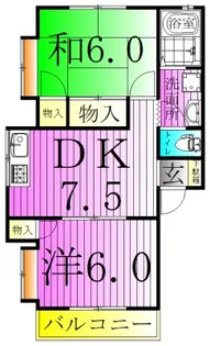 パティオハイツA【2階】の間取り