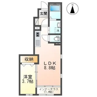 プレンティフル芳賀II【1階】の間取り