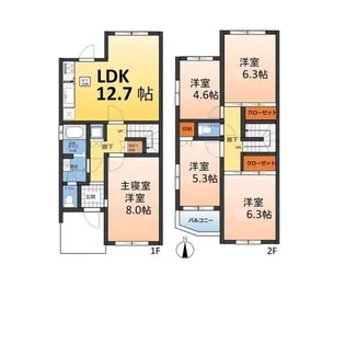 愛知県春日井市石尾台1【一戸建】の間取り