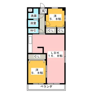 K’S KOUNOMIYA【2階】の間取り