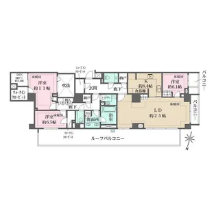 ザ・パークハウスグラン神山町【4階】の間取り