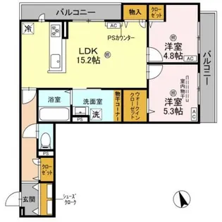 2LDKの間取り画像