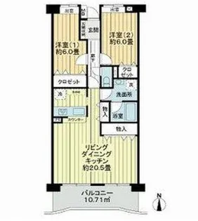 2LDKの間取り画像